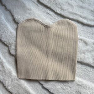 EUC DISSH Billie Sweetheart Neckline Knit Top XS Beige Strapless